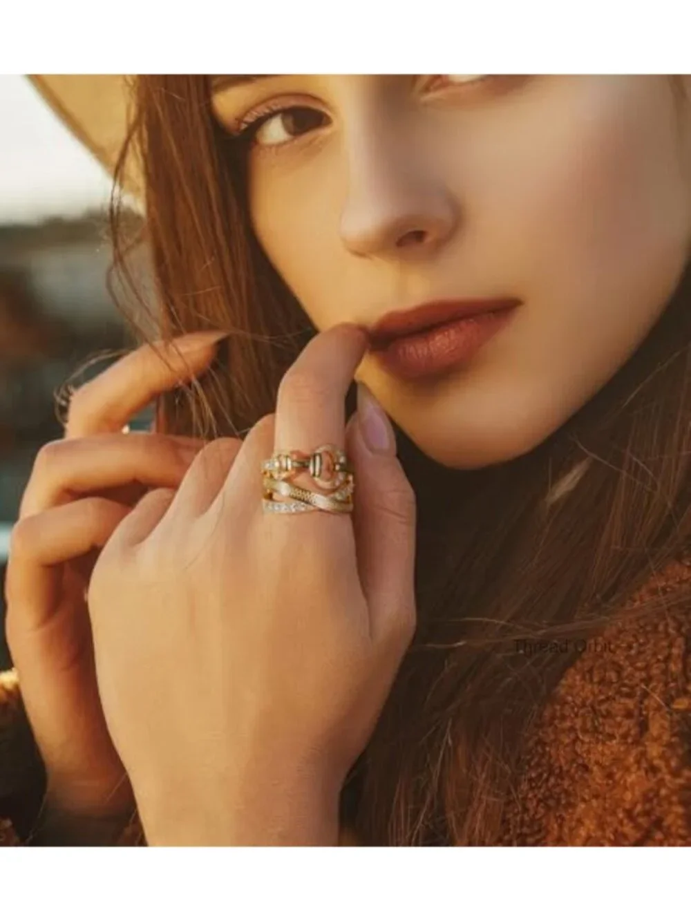 Chunky Statement Band Ring Gold Plated Copper Multiple Rows Vintage Punk